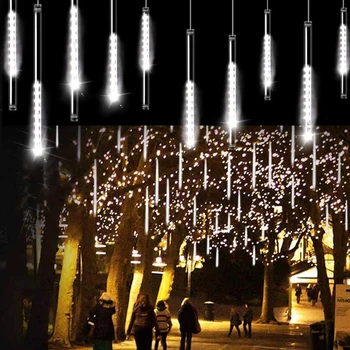 Saulės LED meteorų dušo styginių žibintai Kalėdų eglutė Girlianda Fėjų sodas Dekoras Vestuvės Navidad Šventiniai Vestuvių užuolaidų žibintai