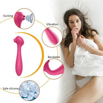 Sekso žaislai Masturbacijos artefaktas Moters vibracija G taško vidinė ir išorinė stimuliacija Orgazmas gali sulenkti čiulpiantį vibratorių