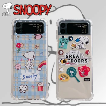 Snoopy dėklas, skirtas Samsung Galaxy Z Flip4 3 5G animacinių filmų smūgiams atsparus skaidrus 