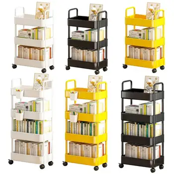 Storage Rolling Cart Rack Trolley Kitchen Bathroom Tier Moving Wheels Organizer Namų aksesuarai Daugiasluoksnė knygų laikymo lentyna