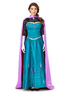 Suaugusiųjų liukso klasės Ana Elza gražuolė Princesė Anime kostiumas Helovino pasakų vakarėlis Elsa Queen Cosplay suknelė