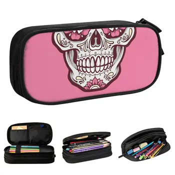 Sugar Skull Pencil Cases Mexican The Day Of Dead Pencil Pouch Pen Big Talpa Bag Students School Gift Stationery