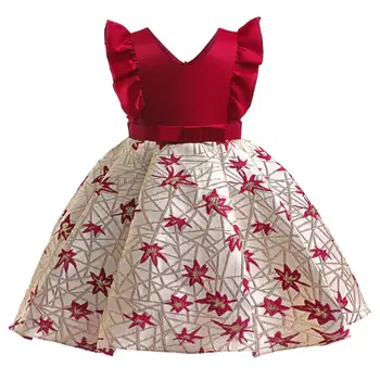 Summer Girl Siuvinėjimo žvaigždės modelio suknelė Mažylis Vaikas Nauja suknelė be rankovių Princesės suknelė mergaitėms Gimtadienio šventės suknelės