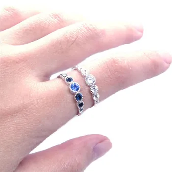 Support Dropship Size 6-10 Lady Girls Bling Crystal 925 Sterling Silver Ring Jewelry New Nice S925 Band Party Ring