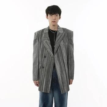 SYUHGFA Elegantiškas kostiumas Vyriški drabužiai Korėjietiško stiliaus Premium Stripe Casual Blazers Trend vyriškas laisvas švarkas Persoanlity Simple Top