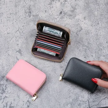 The New Fashion Net Red Trend Retro Solid Color All Simple Lychee Grain Card Bag Women's Certificate Card Bag