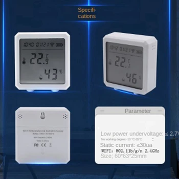 Tuya WIFI temperatūros ir drėgmės jutiklis LCD ekranas Patalpų higrometro detektoriaus jutiklis 