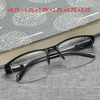 Ultralight Kvadratiniai pusės rėmelio skaitymo akiniai Presbiopiniai akiniai Vyrai Moterys +0,25 0,5 0,75 1 1,25 1,5 1,75 2 2,25 2,5 2,75 3