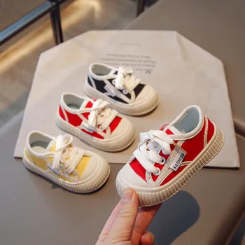 Vaikų mados drobiniai batai Mergaitės Vientisa spalva Paprasti berniukai Pirmieji vaikštynės batai Neslidūs vaikiški batai 2023 m Nauji laisvalaikio batai