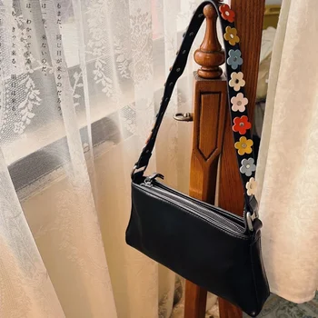 Vegan PU odiniai kryžminiai krepšiai Moterys Prabangus dizaineris Mados vintažinės gėlės Pečių krepšys Moteriškas paprastas pasiuntinio krepšys