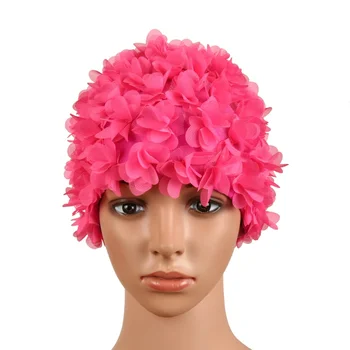 Vintage Gėlių ponios Moteris Maudymosi kepurė Žiedlapis Retro Plaukimo kepurė Gėlių maudymosi kepurė Patraukli skrybėlė