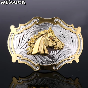 WesBuck Prekės ženklas Drabužiai Vyriška diržo sagtis Metalinė kaubojus Dizaineris Arklio galvos logotipas 