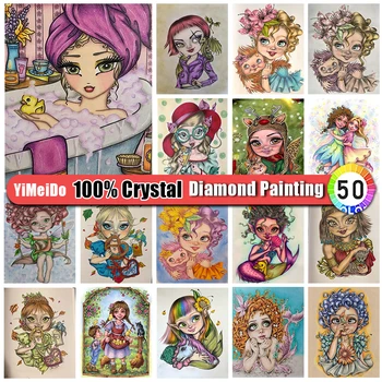 YiMeiDo 100% krištolo deimantų dažymas Didelių akių mergaitės krepšys su užtrauktuku Mozaika Visas 5d 