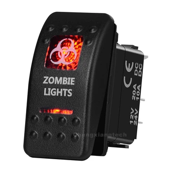 Zombie Lights Car Boat SPST Rocker Toggle Switch Switch Switch Red Led 5 Pins On Off 12V 20A 24V 10A for Carling ARB Narva 4x4 Style