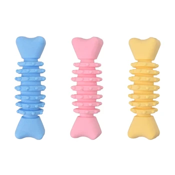 Šunų kramtomasis žaislas TPR Teether kaulų žaislas Interaktyvūs šunys kramto žaislą Minkštas dantų šepetėlis 6XDE