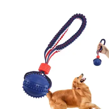 Šunų žaislinis kamuolys su virve Elastingas dantukas Šunų kamuolys Interaktyvus naminių gyvūnėlių reikmenų kramtymo kamuoliuko mokymas svetainei Ežero paplūdimys mažas