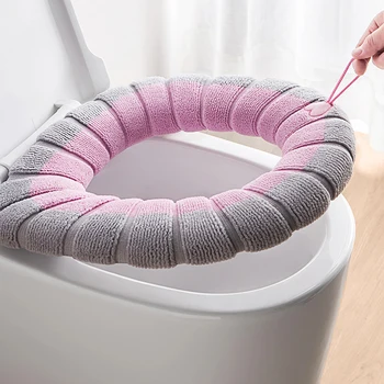 Žiemos šiltas tualeto sėdynės užvalkalas Kilimėlis Vonios tualeto pagalvėlė su rankena storesnė minkšta plaunama uždaro įrankio šiltesni priedai